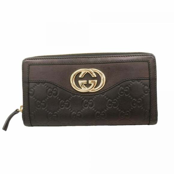 GUCCI Accessories - Gucci long wallet Guccissima 291132 leather black champagne for men and women
